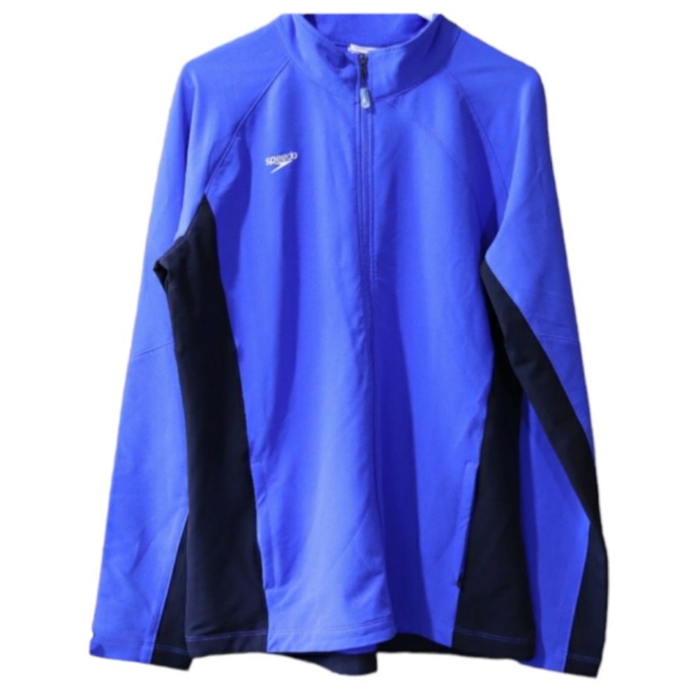 Speedo Blue Full Zip Athletic Track Jacket Performance Jacket Womens Xl Sapphire